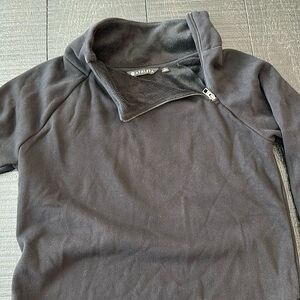 Women's Athleta fleece lined angled quarter-zip sweater size Medium Black